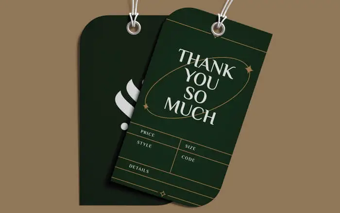 Customised hanging tags made of cardboard