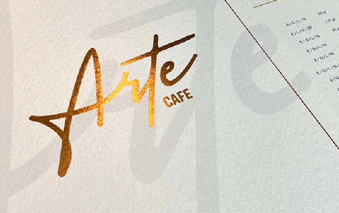 menu with hot foiling for cafe