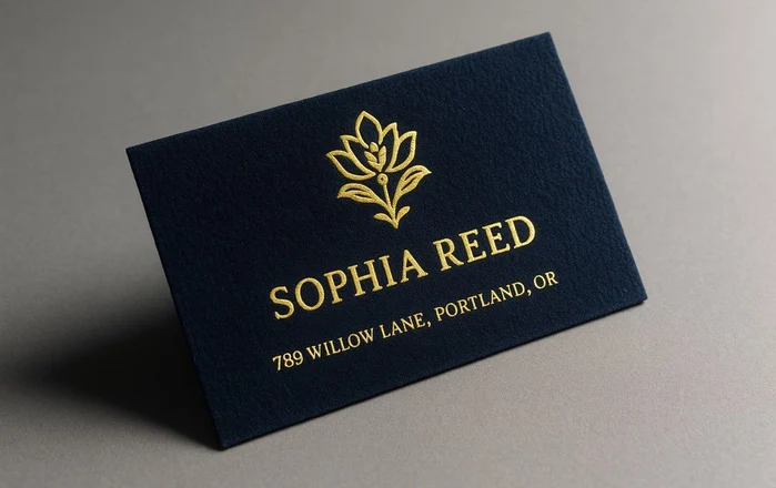 Blue velvet-laminated business card
