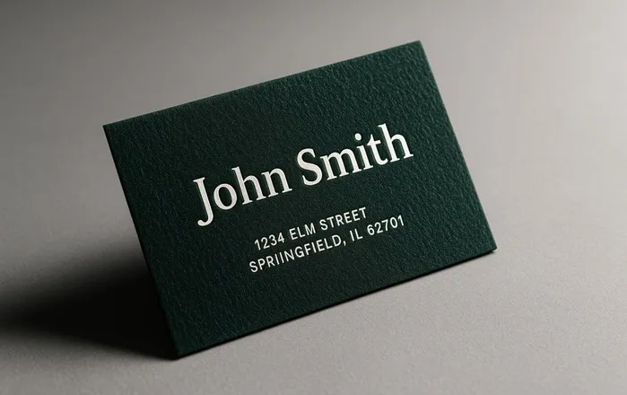 Green velvet-laminated business card