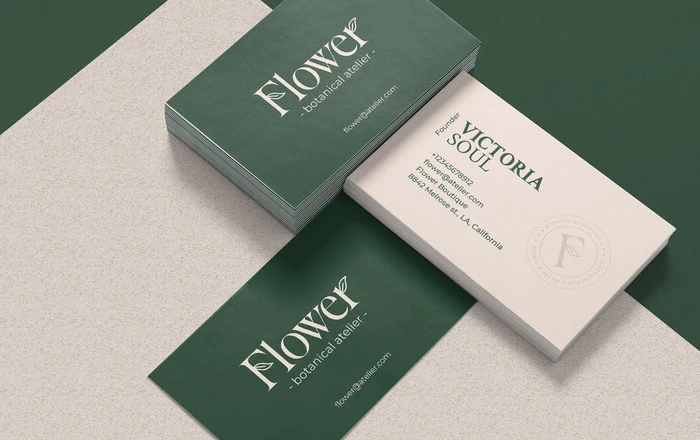business card on colored paper